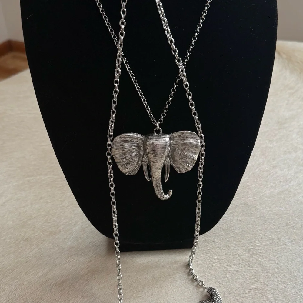 Silver Elephant Pendant Necklace - Picture 10 of 11